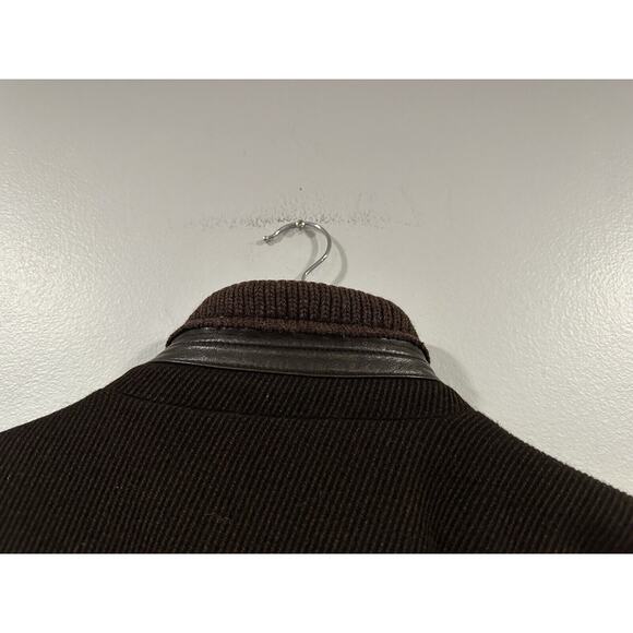 Longhi Men's Brown Coat Full Zip Coat Leather Trim EU 50 - Picture 5 of 11